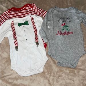 Three Christmas Onesies 9-12 Months
